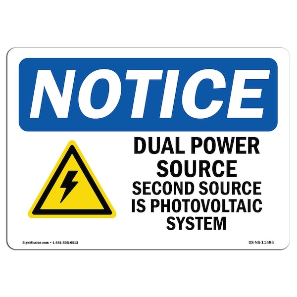 Sign, 3.5" H, Dual Power Source Second Source Sign, Landscape, NS-D-35-L-11585-10PK